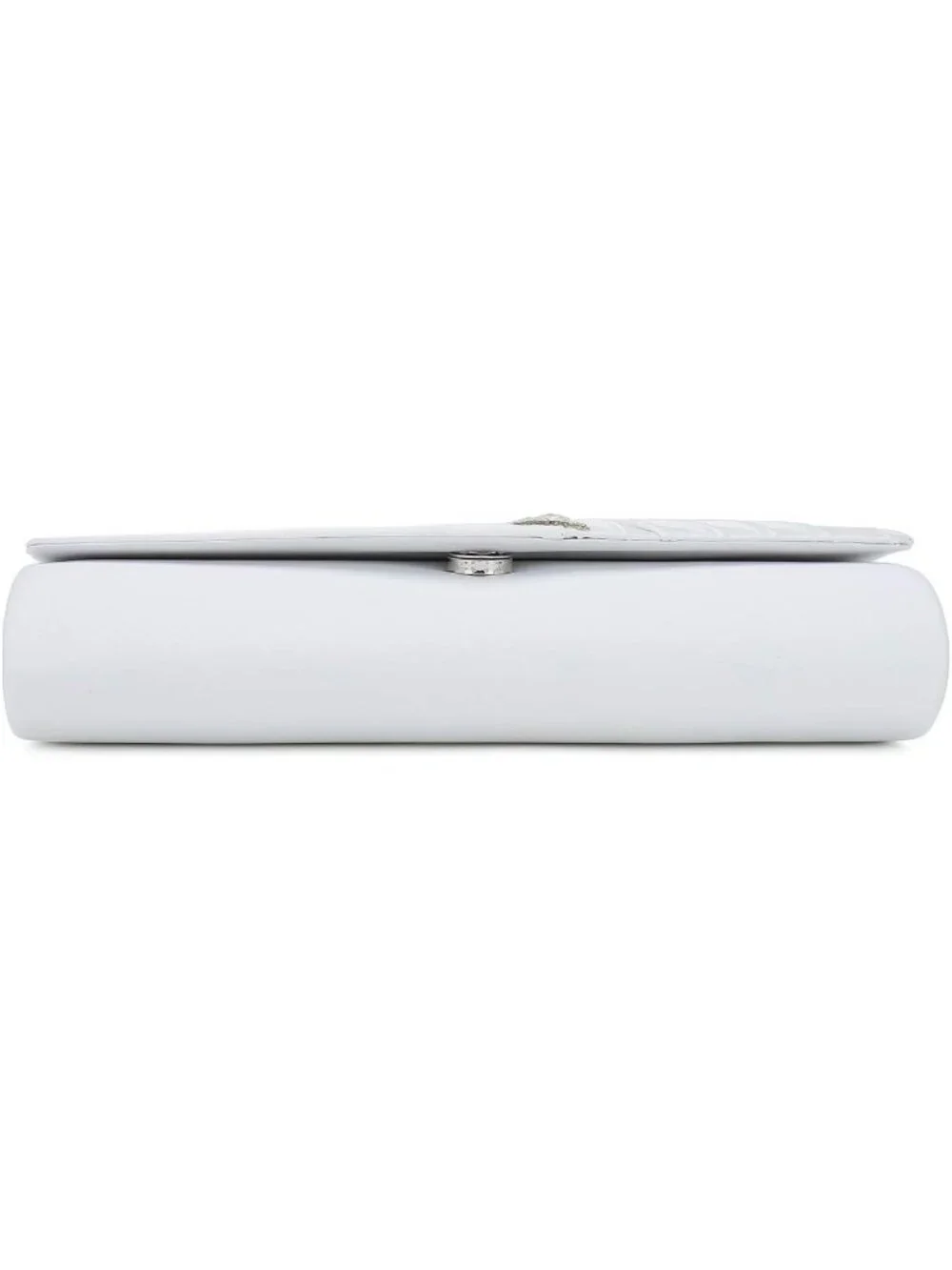 Women's White Crystal Embellished Pleated Satin Clutch Purse For Evening Bag